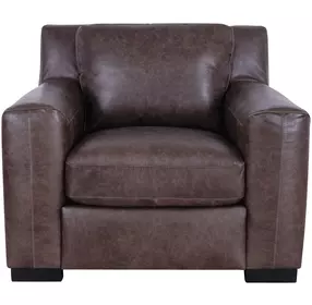 Nova Bomber Walnut Top Grain Leather Living Room Chair