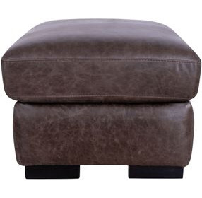 Nova Bomber Walnut Rectangular Top Grain Leather Ottoman