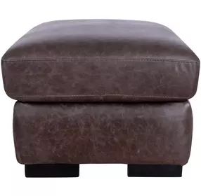 Nova Bomber Walnut Rectangular Top Grain Leather Ottoman