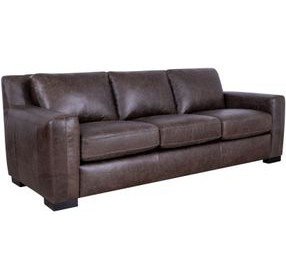 Nova Bomber Walnut 93" Top Grain Leather Sofa