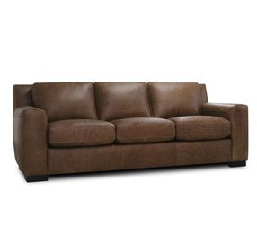 Nova Bomber Walnut 93" Top Grain Leather Sofa