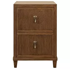 Novalie Provincial Brown Oak Soft Close 2 Drawer Side Table With Fluted Drawer Fronts