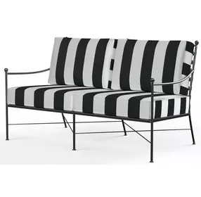 Provence Cabana Classic and White 52" Outdoor Loveseat with Self Welt