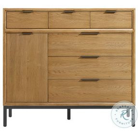 Newport Natural Oak 6 Drawer Gentlemans Chest