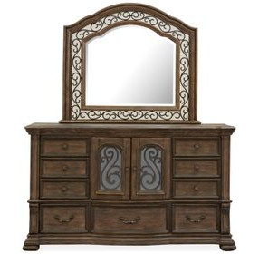 Durango Willadeene Brown 9 Drawer Dresser with Arched Mirror