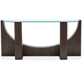 Beckham Rustic Tavern D Shaped Glass Top Sofa Table