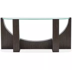 Beckham Rustic Tavern D Shaped Glass Top Sofa Table