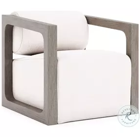 Leilani Weathered Teak And Cream Outdoor Swivel Chair