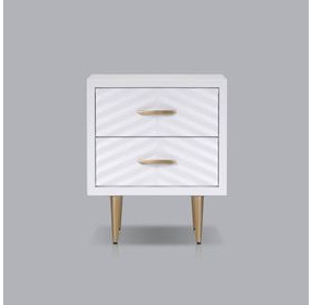 Trixie White and Gold 2 Drawer Nightstand