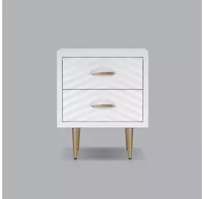 Trixie White and Gold 2 Drawer Nightstand