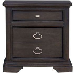 B00566 Brown 2 Drawer Nightstand with USB Charging and LED