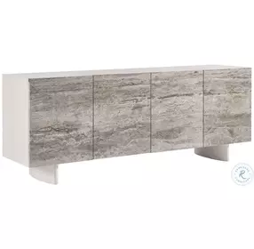 Sereno Silver Travertine And Lutra Faux Stone Entertainment Credenza