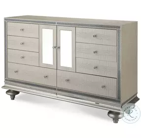 Hollywood Swank Crystal Croc Upholstered Dresser