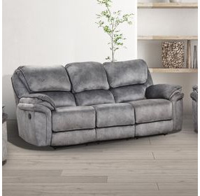 Themis Gray 92" Manual Reclining Sofa
