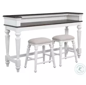West Chester Light Gray Oak and Distressed White Bar/Console Set with Power Strip