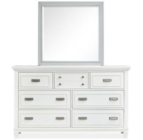 Harborwick White Dove and Harbor Gray 7 Drawer Dresser with Rectangular Mirror