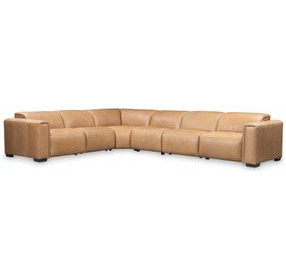 Billings Brown 6 Piece Leather Power Motion Sectional