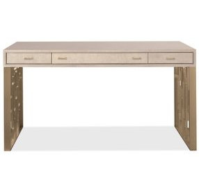 Marlowe Polished Limestone and Gold 56" Writing Desk
