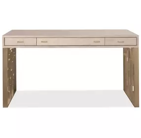 Marlowe Polished Limestone and Gold 56" Writing Desk