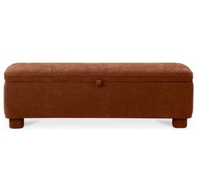 Ichigo Deep Orange Upholstered Storage Bed Bench