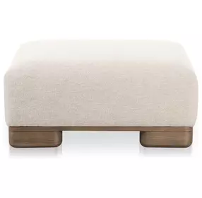 June Oatmeal Performance Fabric Upholstered Square Ottoman