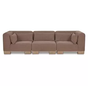June Dark Brown Performance Fabric 3 Piece Modular Sofa Sectional with Pillows