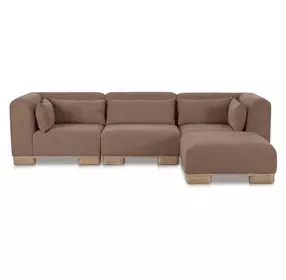 June Dark Brown Performance Fabric 4 Piece Modular Lounge Sectional with Pillows