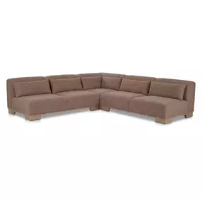 June Dark Brown Performance Fabric 3 Piece Modular Corner Sectional with Pillows