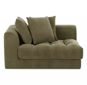 Davie Olive Performance Fabric LAF Chair with Pillows