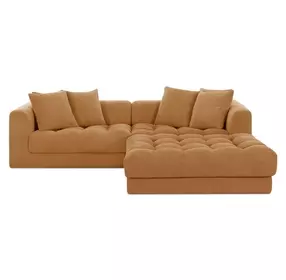Davie Golden Yellow Performance Fabric 3 Piece Modular Nook Sectional with Pillows