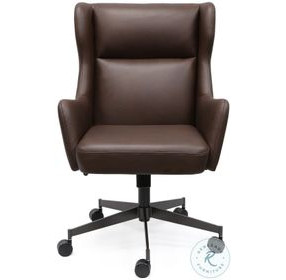 Farrowyn Brown Leather Swivel Office Chair