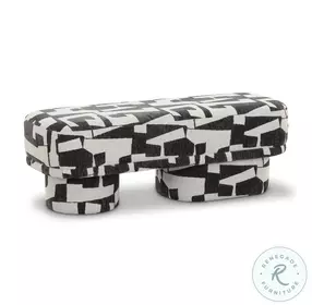 Lena Black and White Jacquard Bench