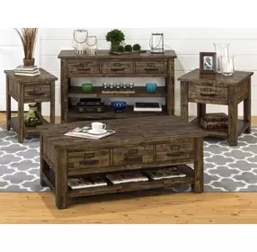Cannon Valley Distressed Medium Brown 3 Drawer Occasional Table Set