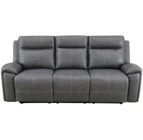 Gaston Gray 88" Manual Reclining Sofa with Drop-Down Console