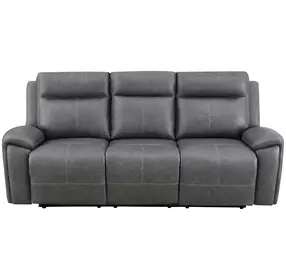 Gaston Gray Manual Reclining 88" Sofa with Drop-Down Console