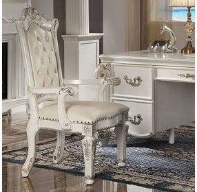 Vendome Cream Upholstered Executive Office Chair with Nailhead Trim