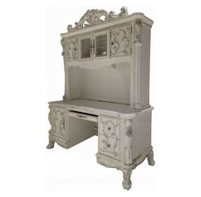 Dresden Bone White 72" Computer Desk with Hutch and LED