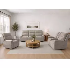 Traxton Jasper Taupe Zero Gravity Triple Power Reclining Living Room Set with USB Charging