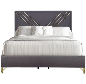 Symmetry Gray King Upholstered Panel Bed