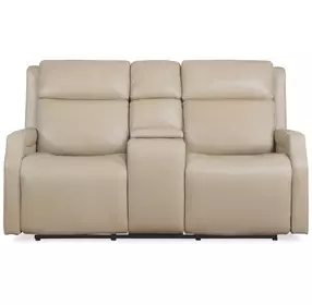 Nelson Beige Leather 68" Zero Gravity Power Reclining Console Loveseat with Power Lumbar and USB Charging