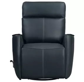 Rovelle Abby Navy Leather Manual Swivel Glider Recliner