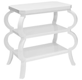 Olive Matte White Side Table with 2 Shelves
