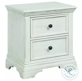 Olivia Brushed White 2 Drawer Nightstand