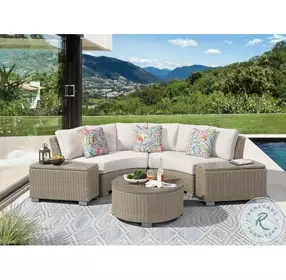 Camal Tan Outdoor Round Occasional Table Set