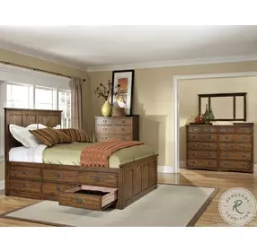 Oak Park Mission Double Sided 9 Drawer Captain Bedroom Set
