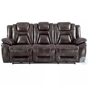 Oportuna Coffee Drop Down Table Power Reclining 89" Sofa with Power Headrest And Footrest