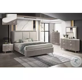 Opal Light Taupe Upholstered Panel Bedroom Set