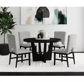 Salem Black 52" Round Dining Room Set