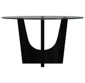 Salem Black 52" Round Glass Top Counter Height Table