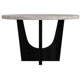 Salem Gray and Black 52" Round Marble Top Counter Height Table